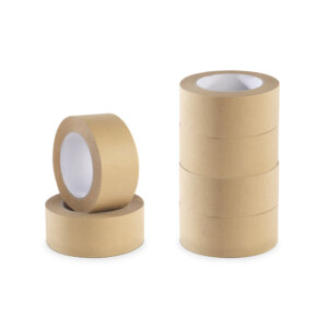 Brown Paper Packaging Rolls Stacked