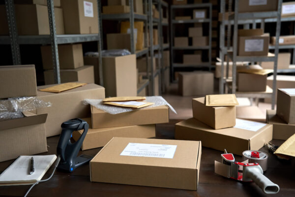 Distribution Warehouse Background Commercial Shipping Order Boxes