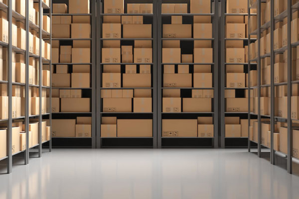 cardboard boxes in storage warehouse