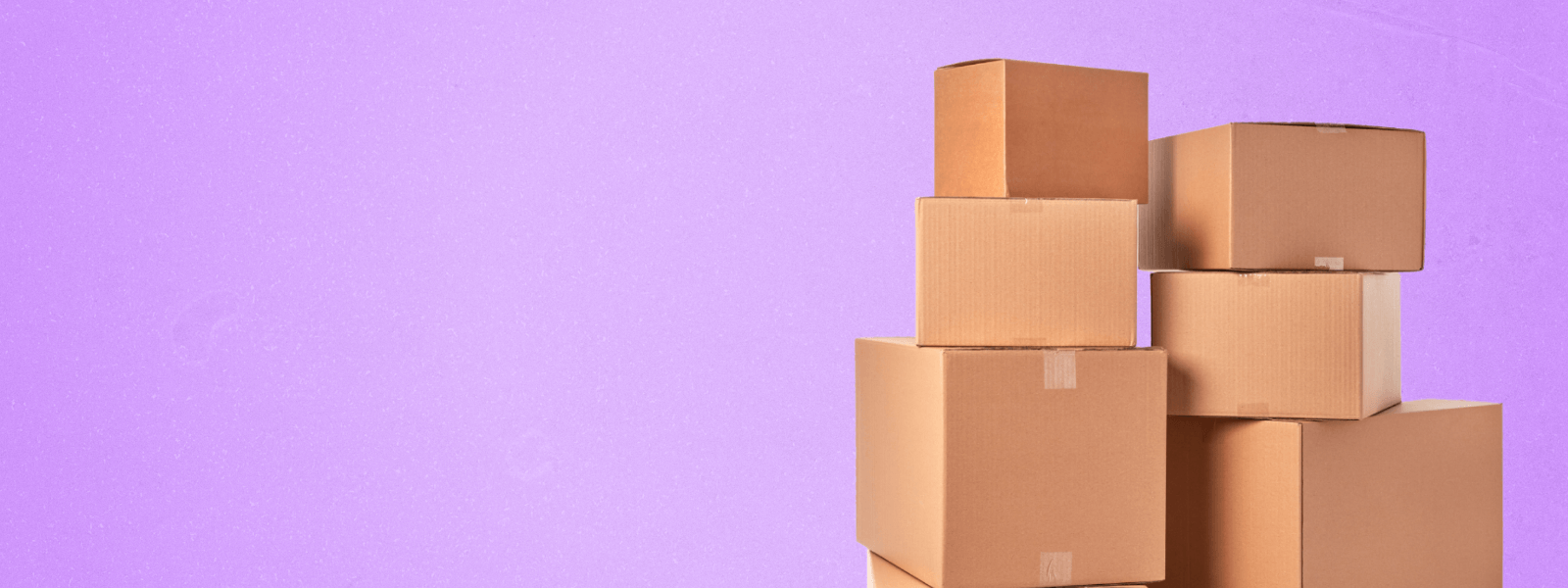 cardboard boxes on purple background